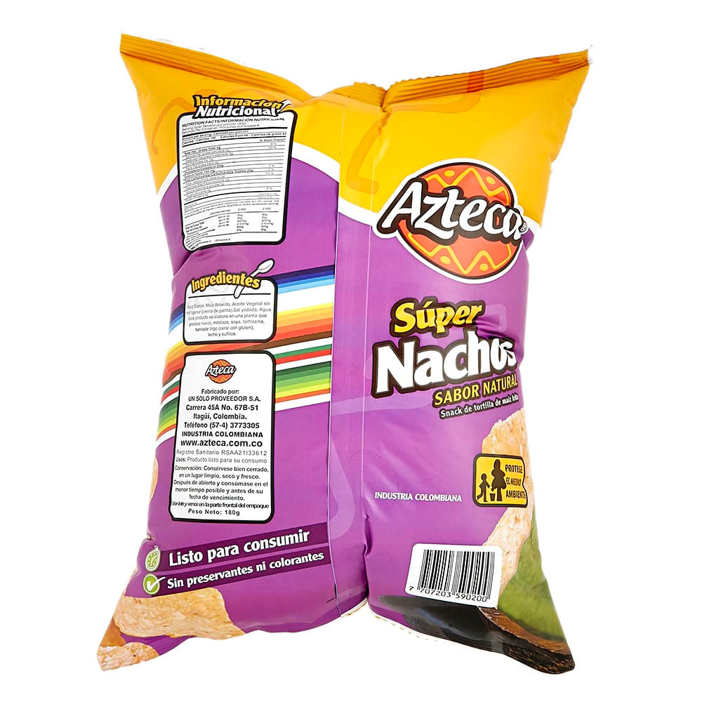 Super nachos Azteca sabor natural x 180g Tiendas Metro Colombia