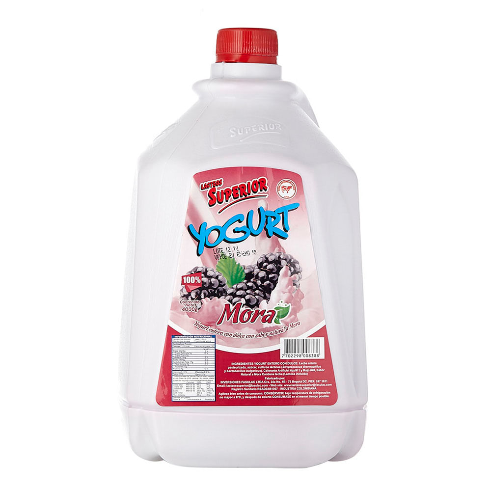 Yogurt de mora Superior garrafa x 4 L - Tiendas Metro Colombia