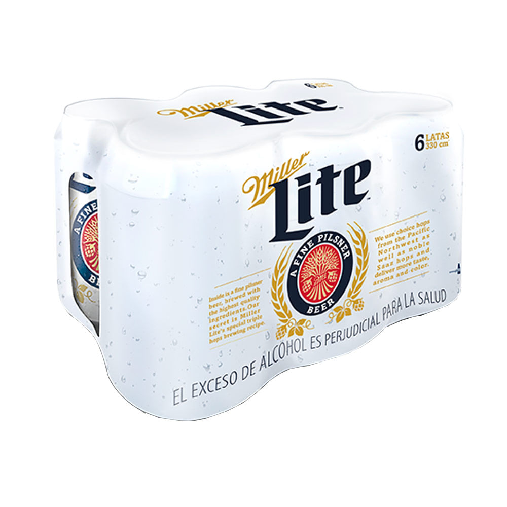 Cerveza Miller Lite Sixpack Lata x330ml - Tiendas Metro Colombia