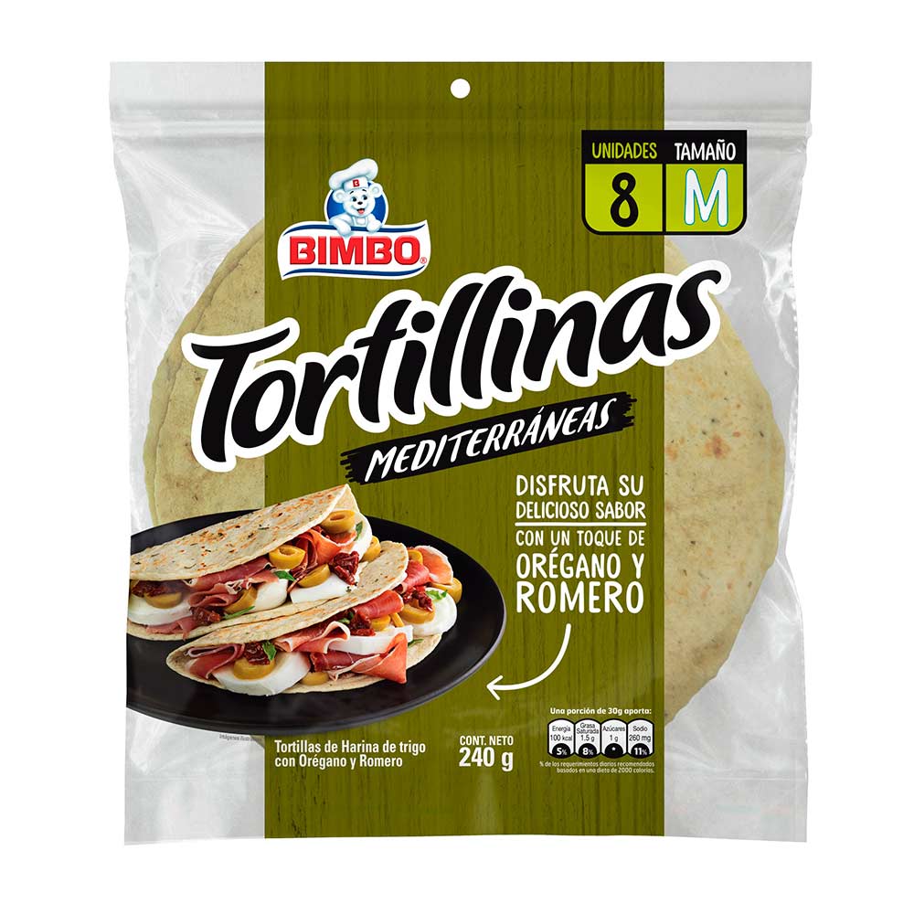 Tortillas Bimbo mediterráneas orégano x 8 unidades x 240g edición