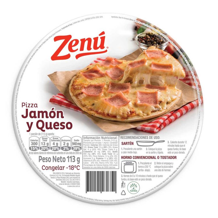 Pizza Zenu Jamon Queso X 113g Tiendas Metro Colombia