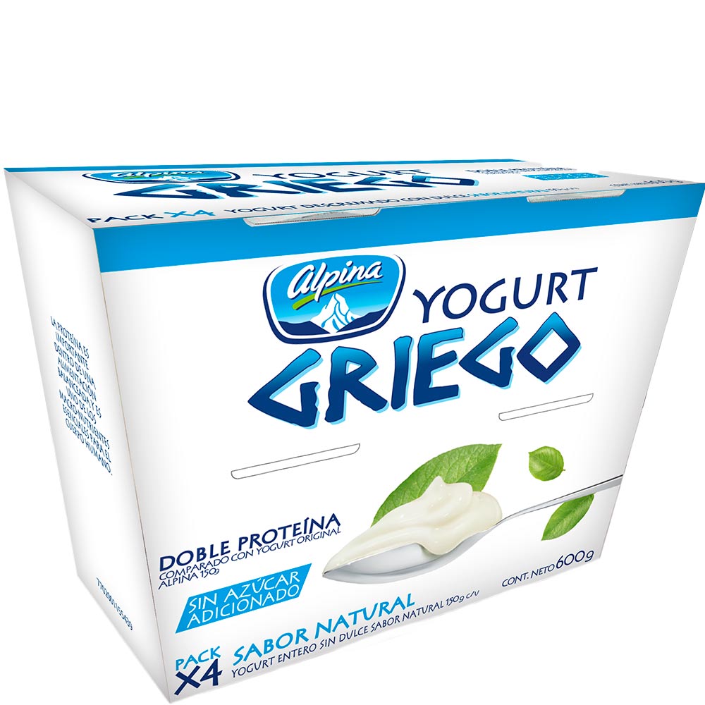 Yogurt Alpina griego sabor natural sin azúcar adicionado x ...