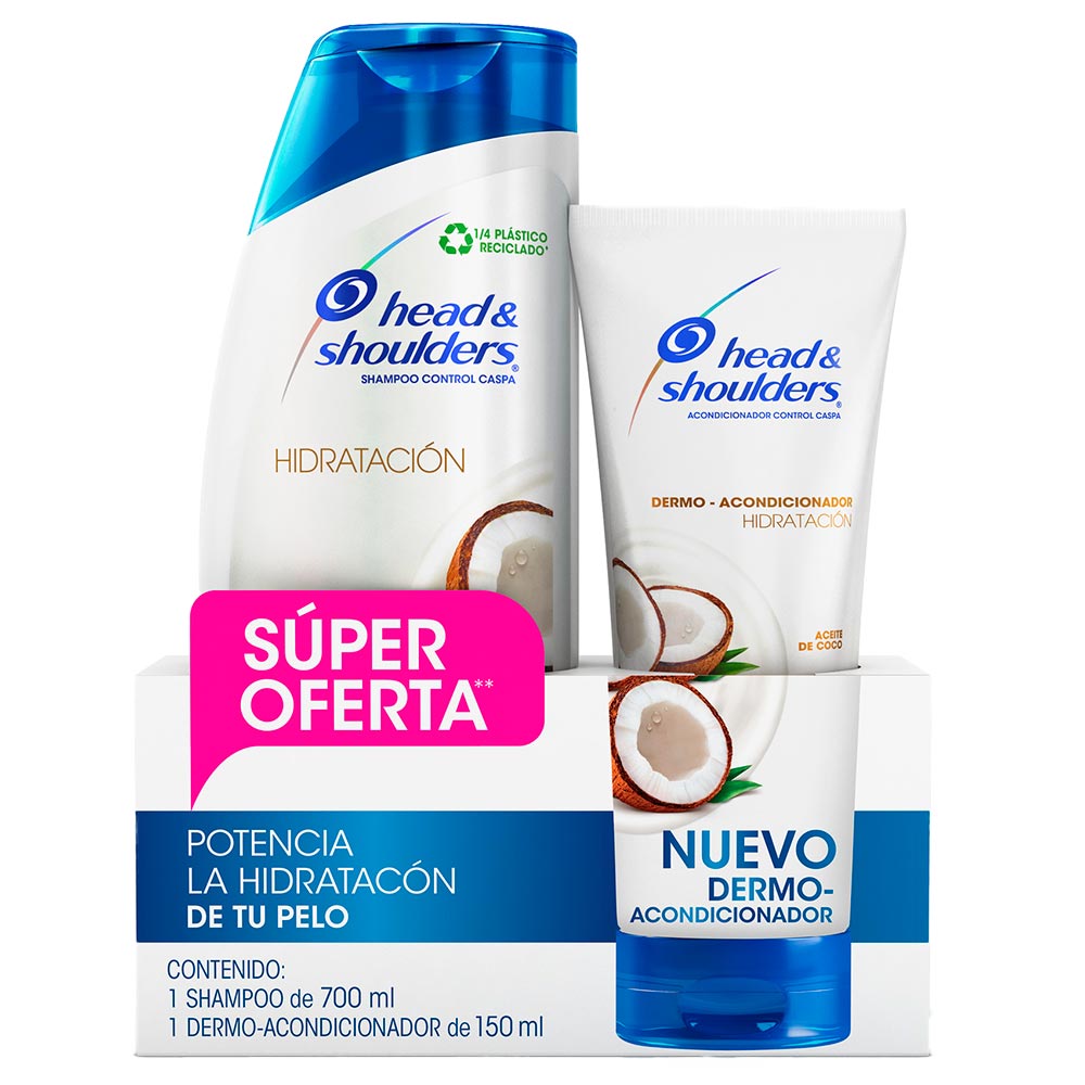 Shampoo Head & Shoulders hidratación aceite de coco x